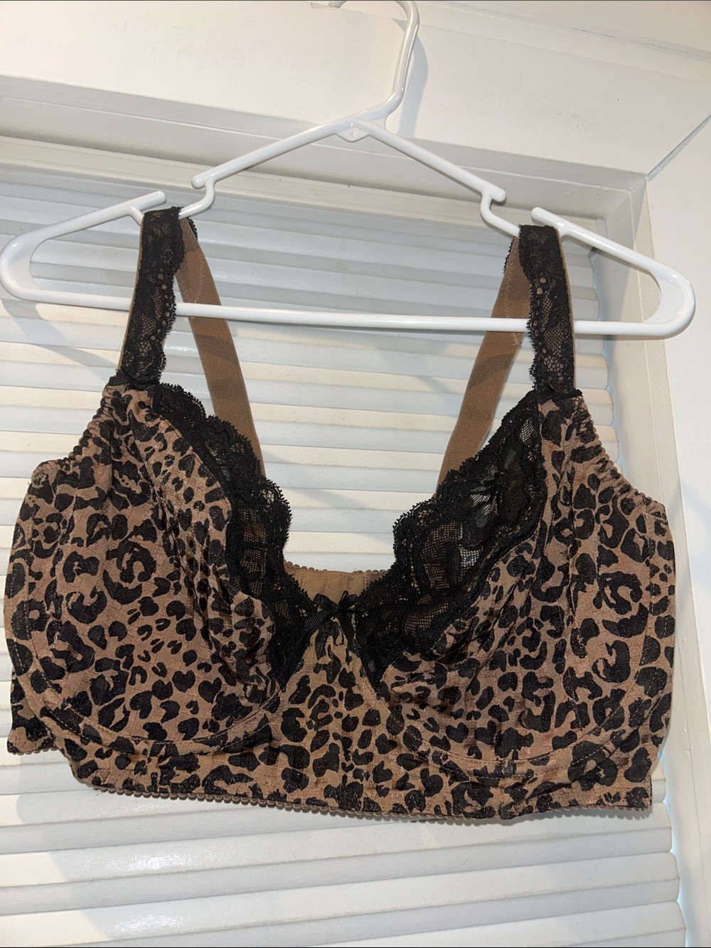 PrimaDonna Leopard Print Bra Black Lace Full Cup Underwire Size 36G EU 80 FR 95